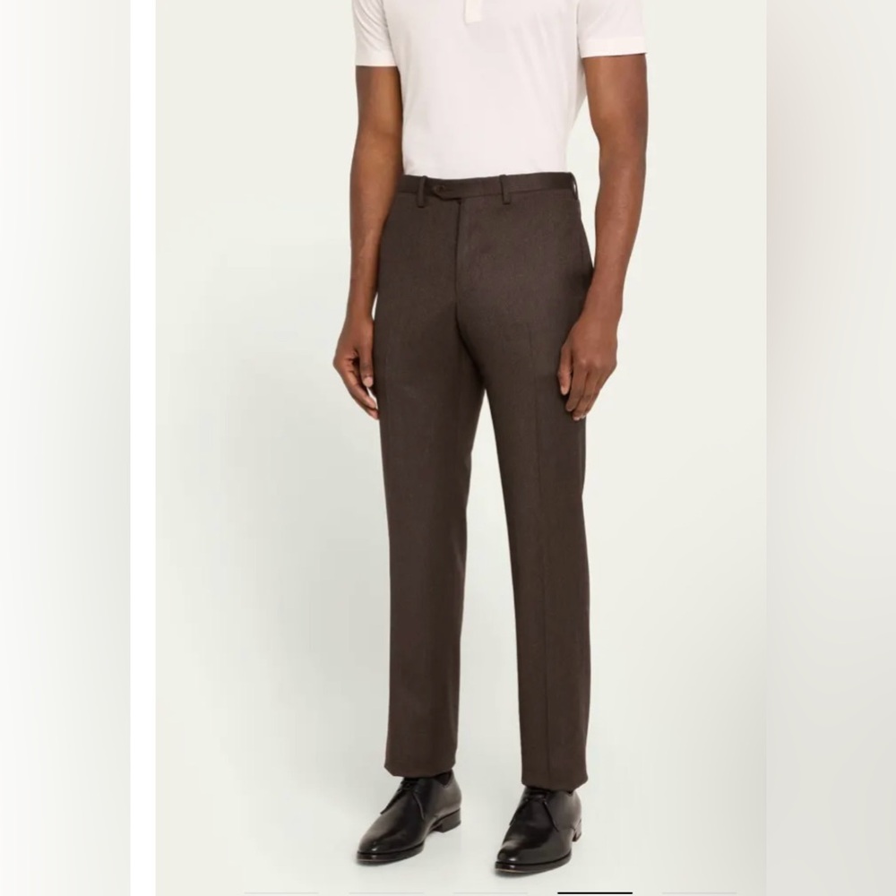 Trussini Mens Dress Pants Brown 100% Lana Wool 36 Men's Brown Dress Pants Sz 37